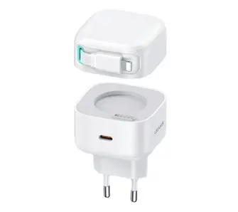 Ładowarka sieciowa USAMS CC209TC02 USB-C ze zwijanym kablem Lighning 35W Biały