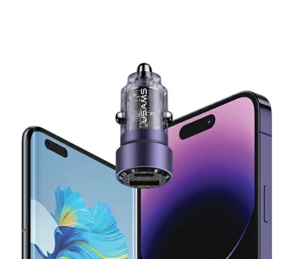 USAMS C39 USB+USB-C 60W Fioletowy