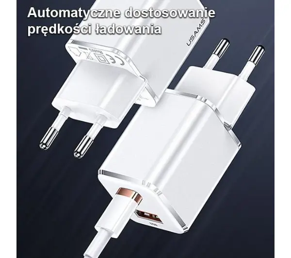 USAMS T43 USB-C+USB 33W + kabel lightning Czarny