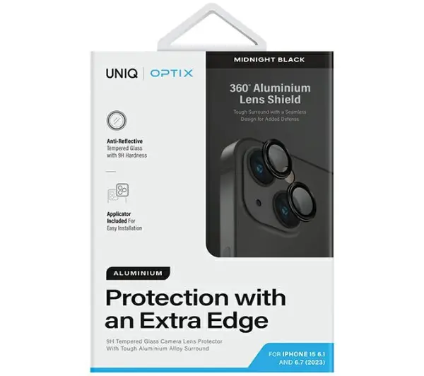 UNIQ Optix Aluminium Camera Lens Protector do iPhone 15/15 Plus Czarny