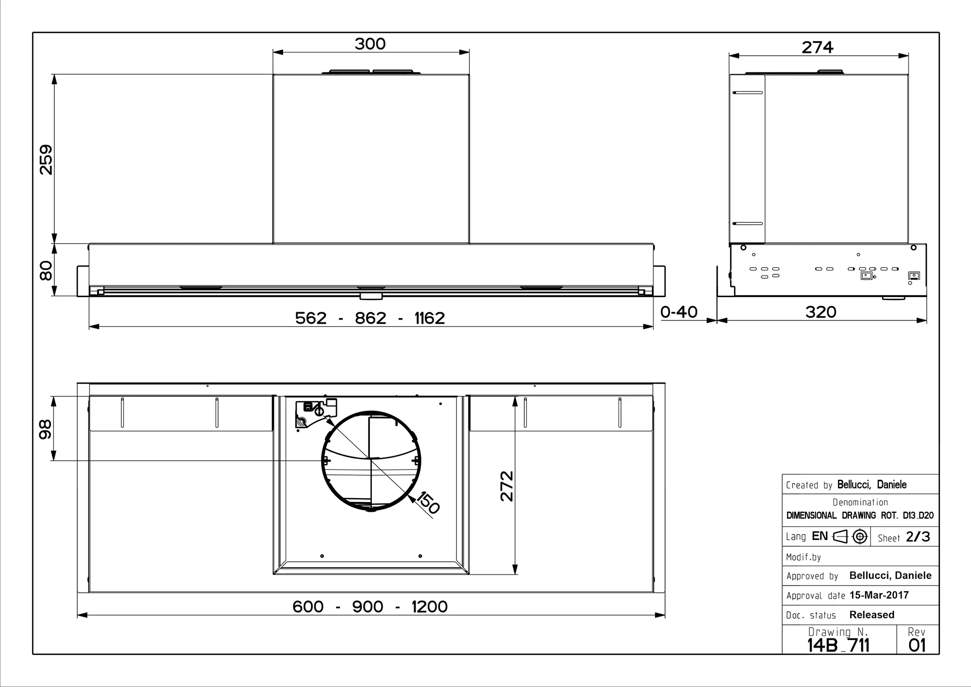 фото Витяжка вбудована Faber In-Nova Comfort X A60/2 Inox