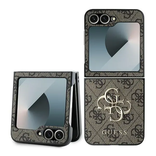 Etui Guess 4G Leather Logo do Z Flip 6 Brązowy
