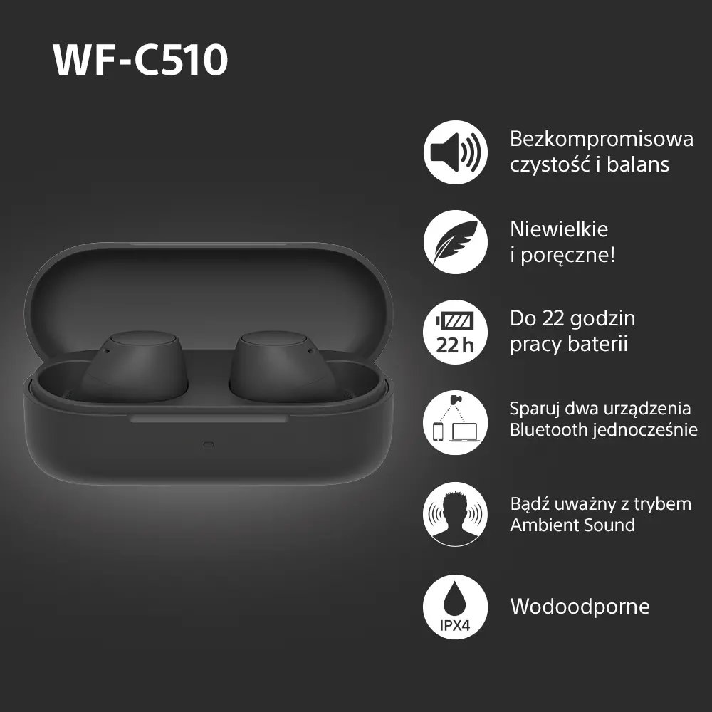 Słuchawki bezprzewodowe Sony WF-C510 Dokanałowe Bluetooth