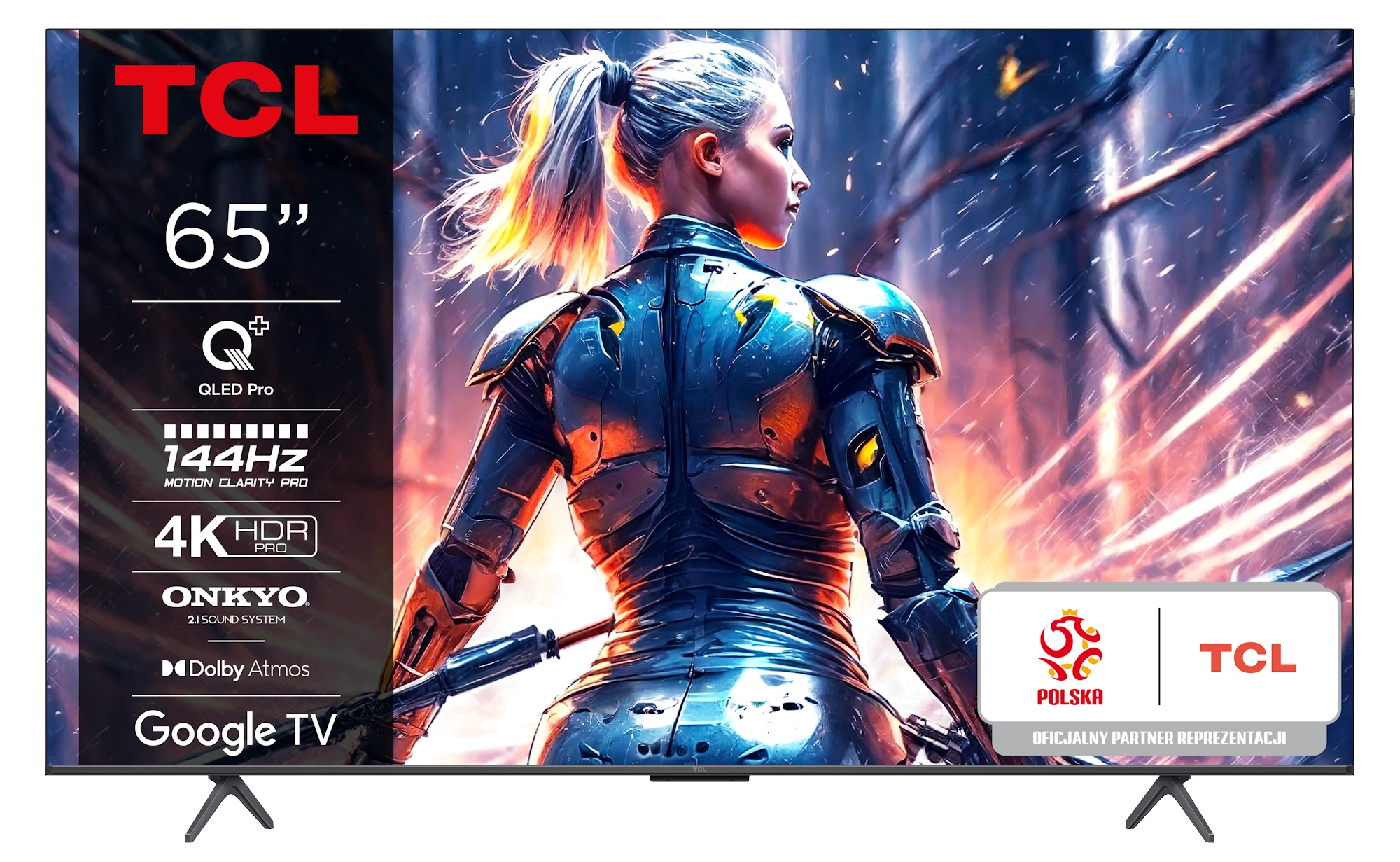 Telewizor TCL 65C72B 65" QLED 4K 144Hz Google TV Dolby Vision 2.1 ONKYO Dolby Atmos DTS X HDMI 2.1 DVB-T2