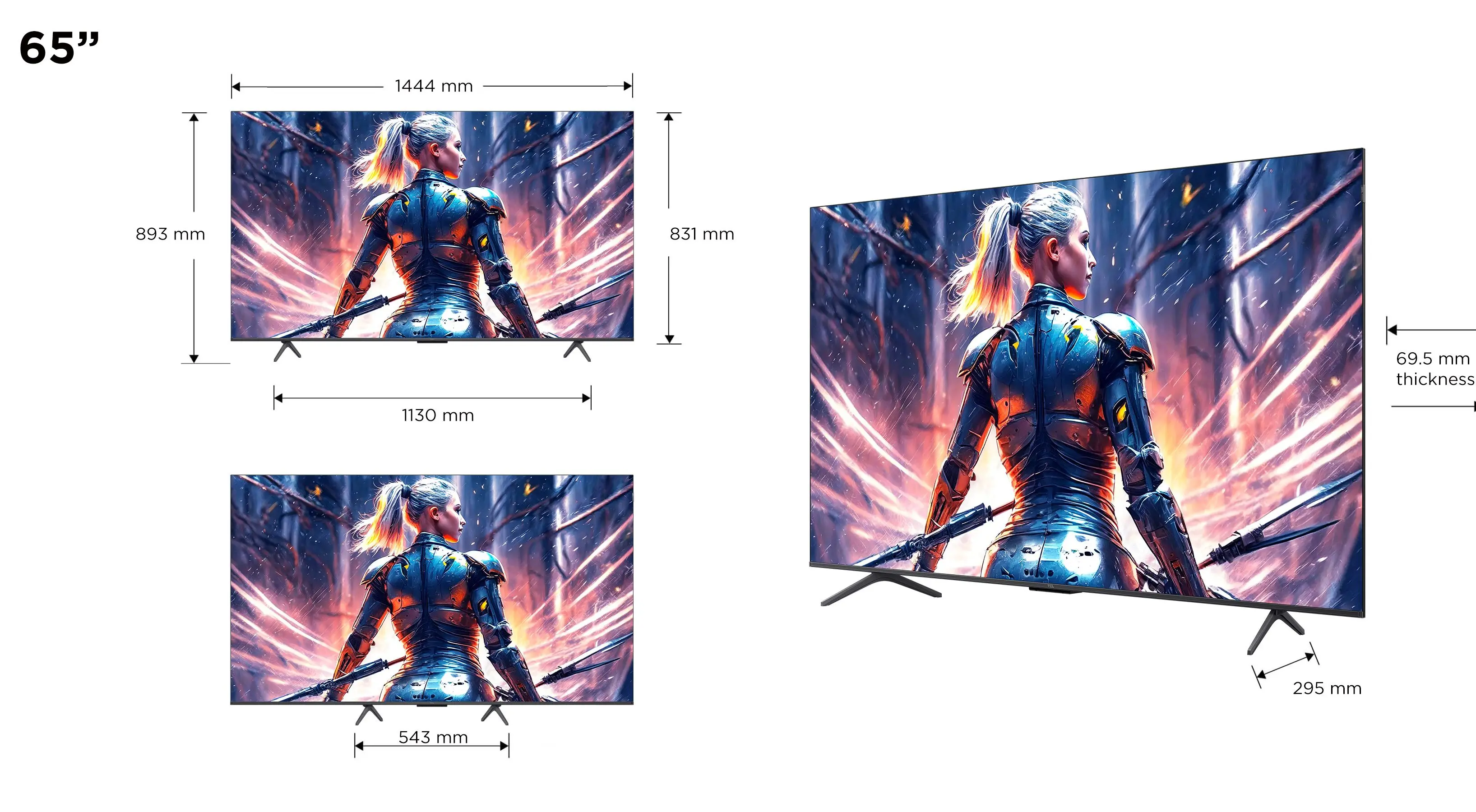 Telewizor TCL 65C72B 65" QLED 4K 144Hz Google TV Dolby Vision 2.1 ONKYO Dolby Atmos DTS X HDMI 2.1 DVB-T2