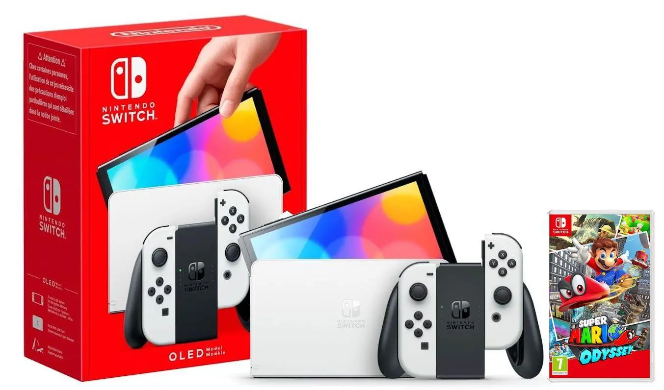 Konsola Nintendo Switch OLED Biały + Super Mario Odyssey
