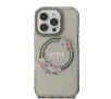 Etui Guess IML Flowers Wreath MagSafe do iPhone 16 Czarny