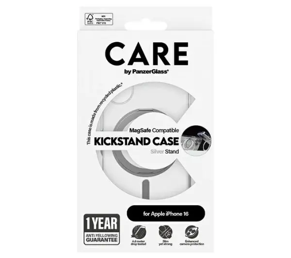 PanzerGlass Kickstand Case MagSafe do iPhone 16 Srebrny