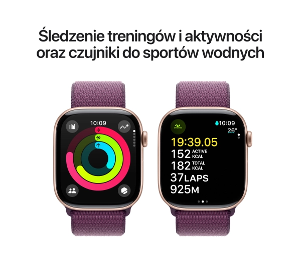 Apple Watch Series 10 GPS AI + Cellular AI koperta 42mm aluminium różowe złoto opaska sportowa dojrzałej śliwki - Kup na Raty - RRSO 0%