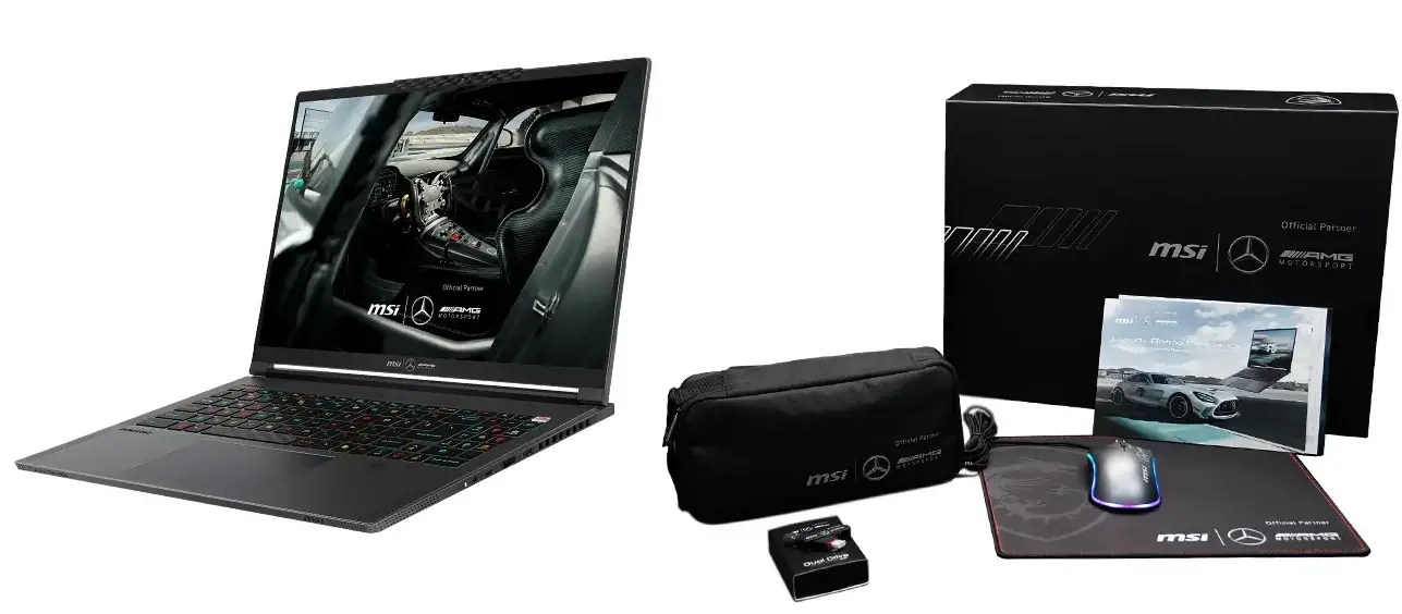 Laptop gamingowy MSI Stealth 16 MercedesAMG A1VGG OLED 16" 240Hz Ultra 9 185H 32GB RAM 2TB Dysk SSD RTX4070 DLSS3 Win11 Szary+Zestaw AKC AI