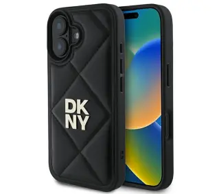 DKNY Quilted Stack Logo do iPhone 16 Czarny