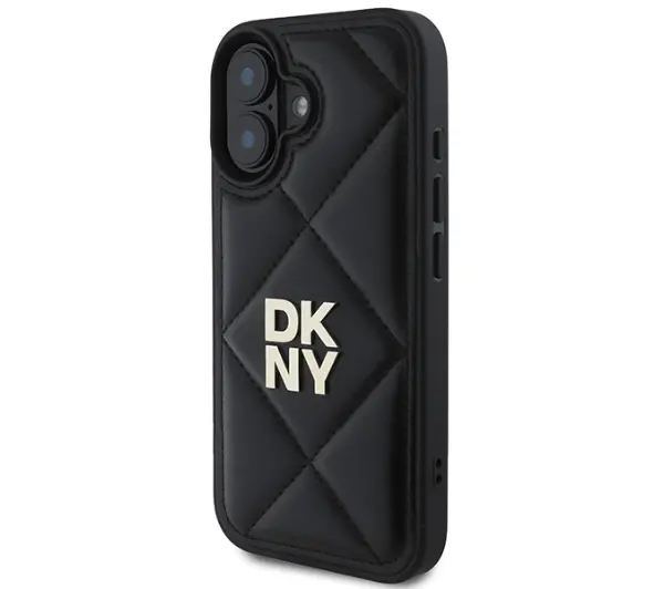 DKNY Quilted Stack Logo do iPhone 16 Czarny