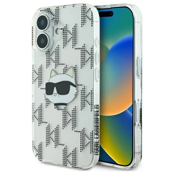 Etui Karl Lagerfeld IML Choupette Head Electroplated do iPhone 16 Przezroczysty