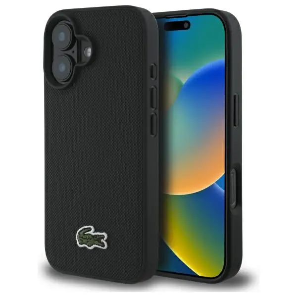 Etui Lacoste Iconic Petit Pique MagSafe do iPhone 16 Plus Czarny