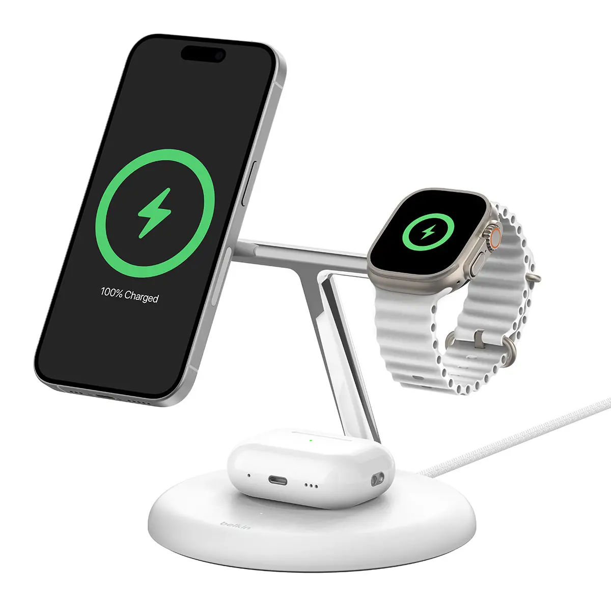 Belkin BOOST CHARGE PRO 3-in-1 ホワイト Ładowarka indukcyjna Belkin BOOST CHARGE PRO MagSafe 3w1