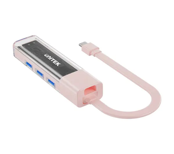 Unitek H1319APK01 USB C/USB A 5Gbps 4x USB A Różowy