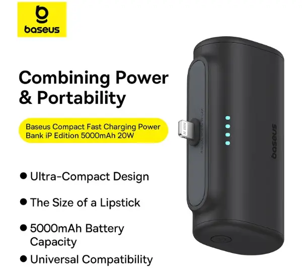 Baseus Compact IP 5000mAh 20W Lightning Biały