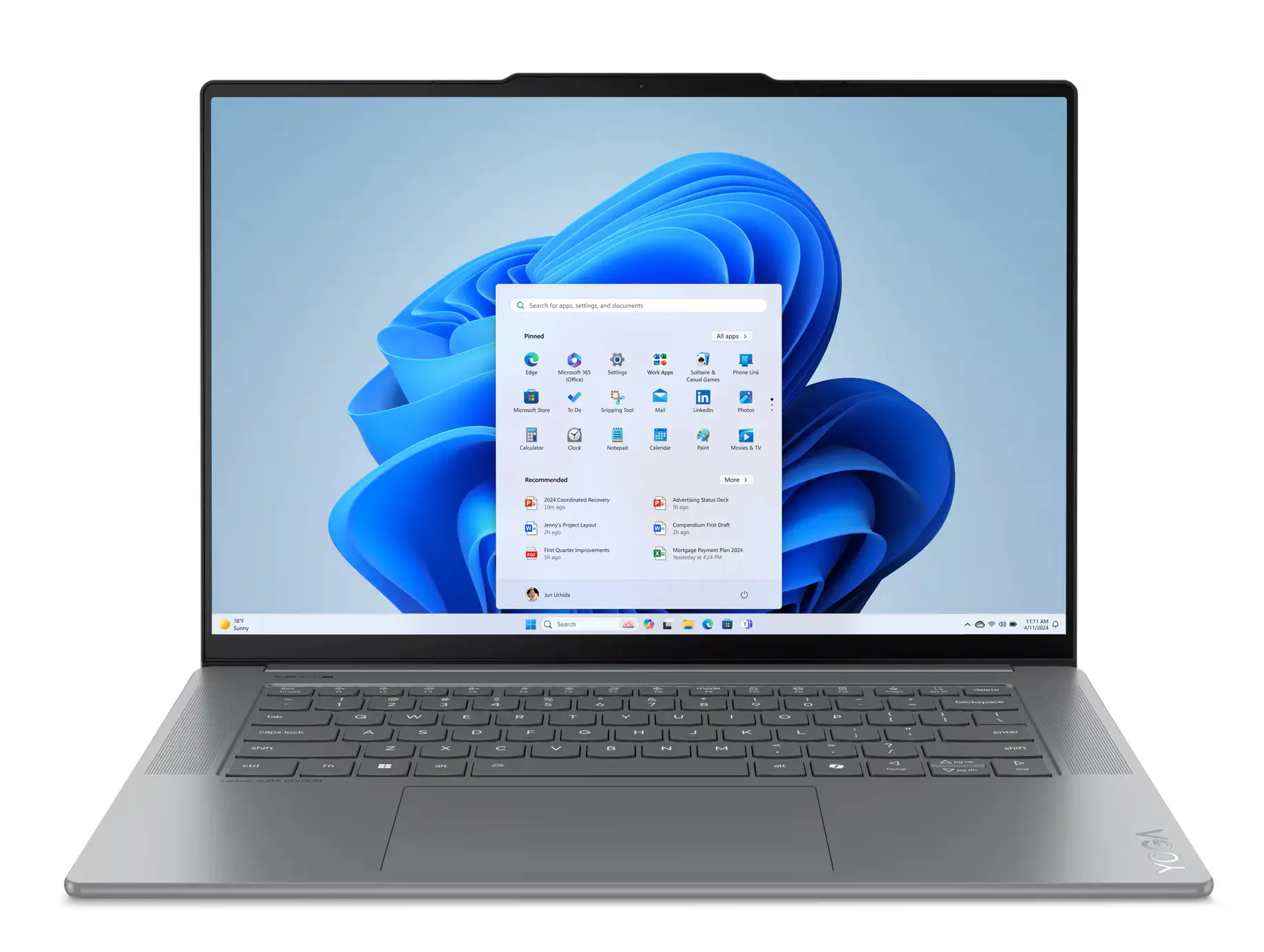 Laptop Lenovo Yoga Slim 7 15ILL9 Aura Edition 15,3" Ultra 7 256V 16GB RAM 512GB Dysk SSD Win11 Szary Funkcje AI