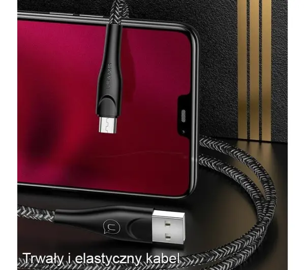 USAMS USB do microUSB 2A  Fast Charge 1m Czerwony