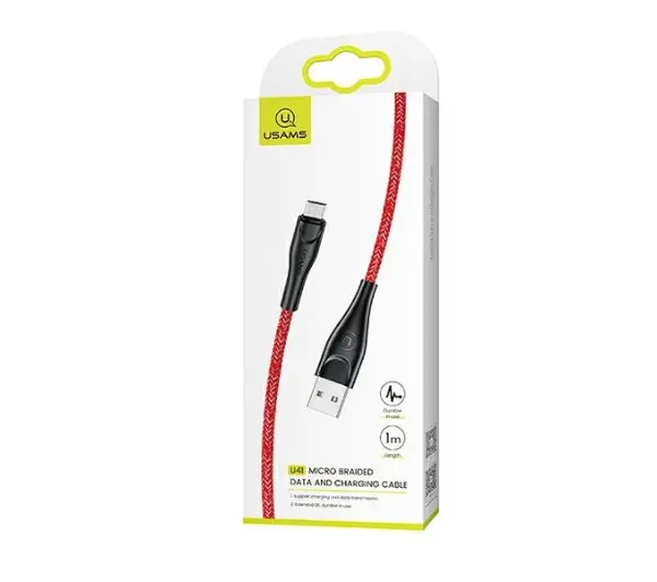 USAMS USB do microUSB 2A  Fast Charge 1m Czerwony