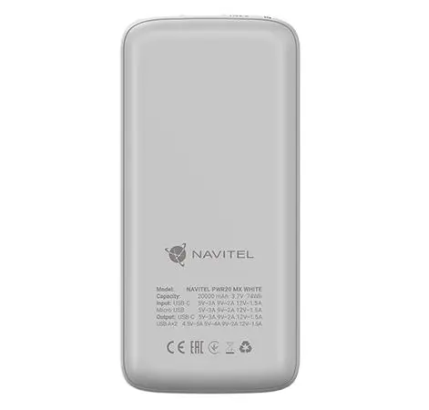 фото Зовнішній акумулятор (павербанк) Navitel PWR20 MX 20000mAh 22,5W White
