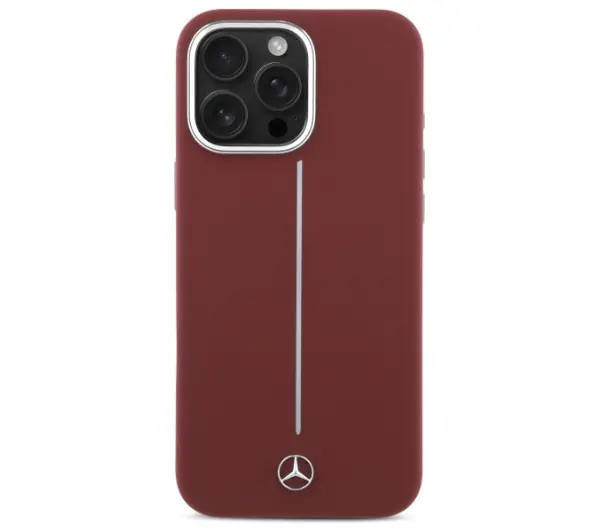 Mercedes-Benz Silicone White Stripe MagSafe do iPhone 16 Pro Max Czerwony