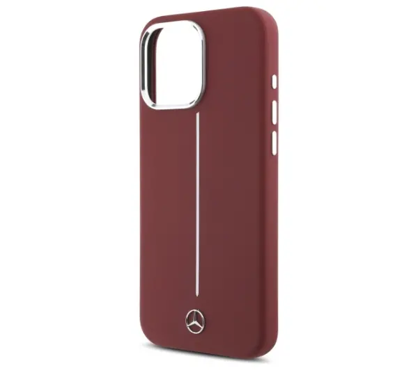 Mercedes-Benz Silicone White Stripe MagSafe do iPhone 16 Pro Max Czerwony