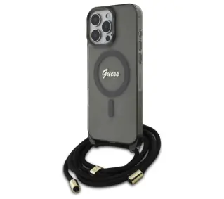 Guess Crossbody Cord Script MagSafe do iPhone 16 Pro Czarny