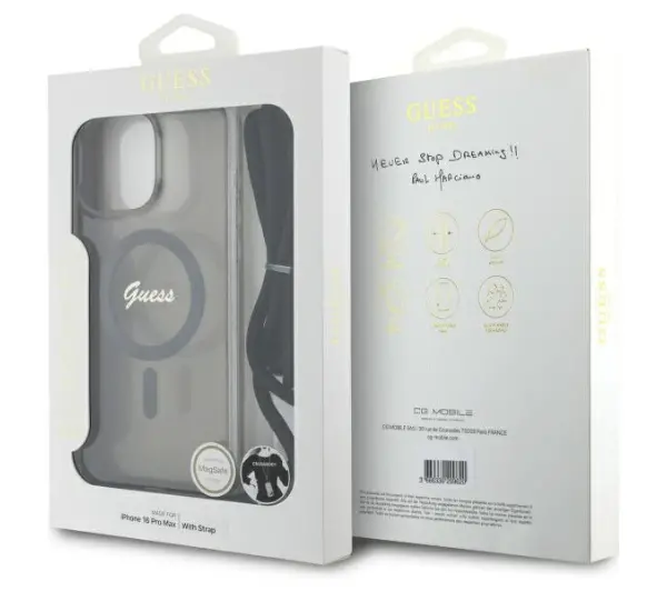 Guess Crossbody Cord Script MagSafe do iPhone 16 Pro Czarny