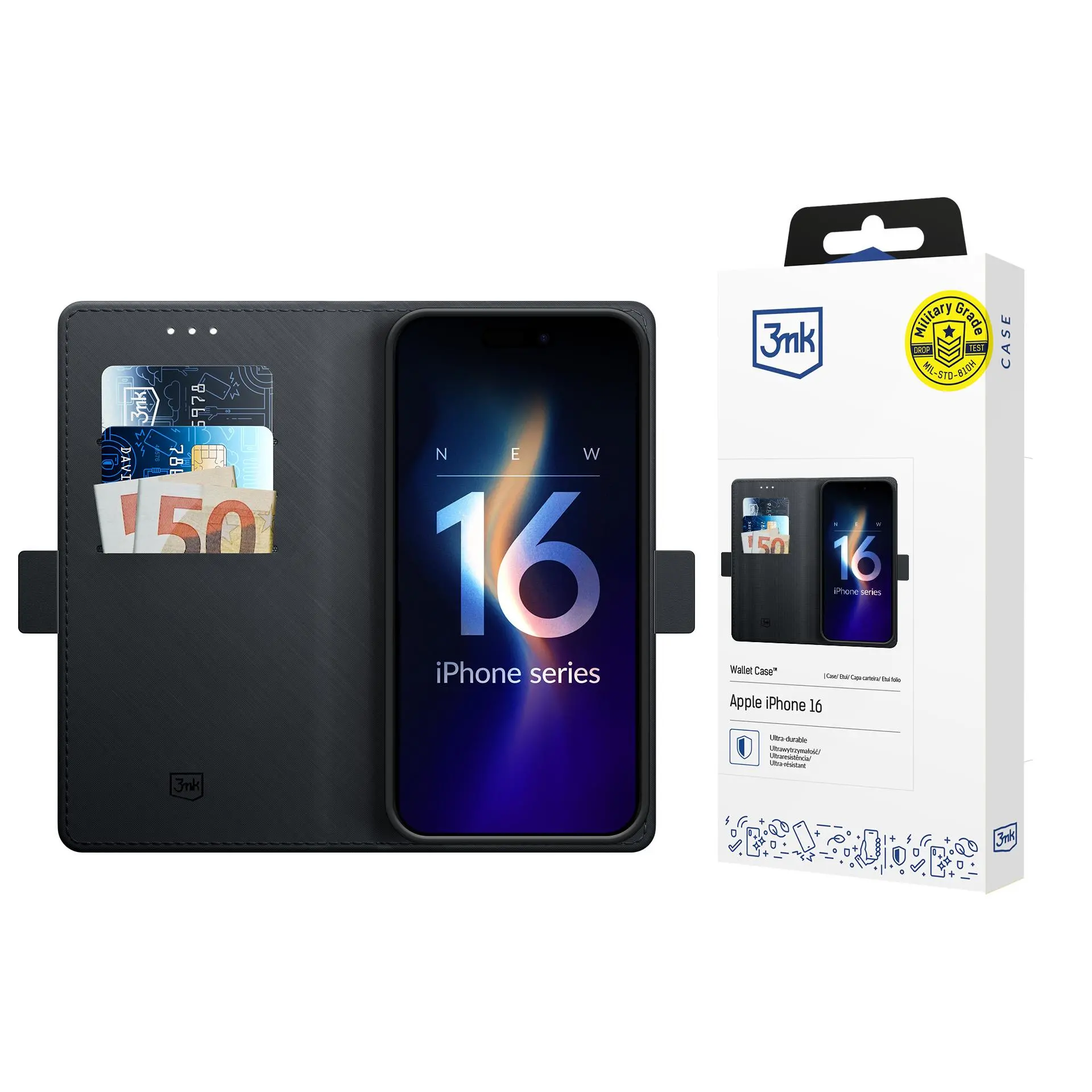 Etui 3mk Wallet Case do iPhone 16 Czarny