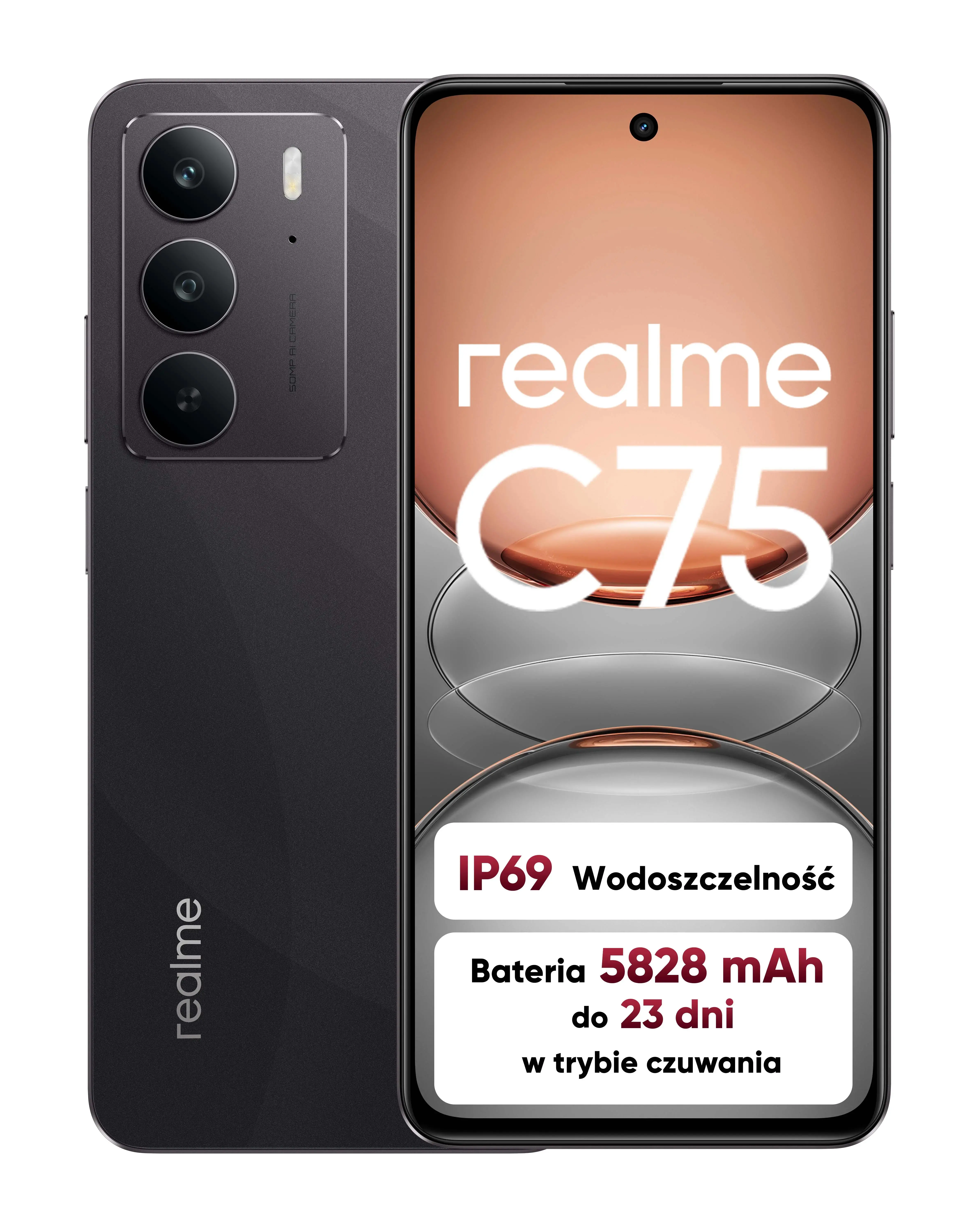 Smartfon realme C75 8/128GB Funkcje AI 6,7" 90Hz 50Mpix Czarny