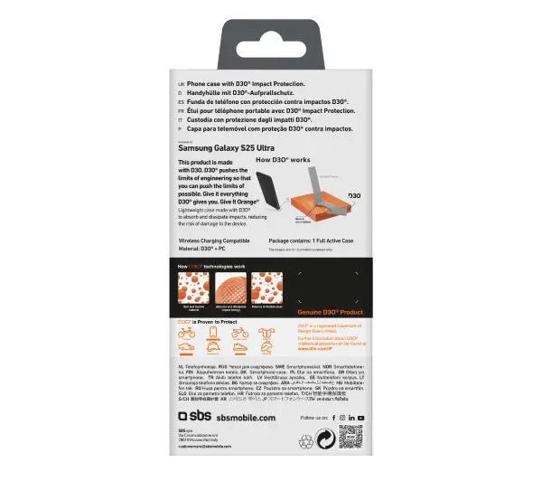SBS D3O do Galaxy S25 Ultra Czarny