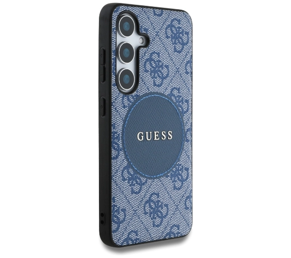 Guess 4G Round Patch Classic Logo MagSafe do Galaxy S25 Plus Niebieski