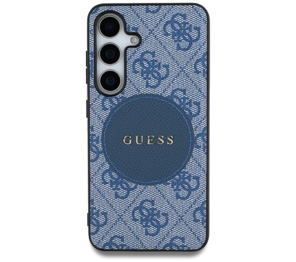 Guess 4G Round Patch Classic Logo MagSafe do Galaxy S25 Plus Niebieski