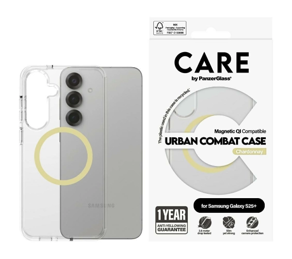 PanzerGlass Flagship Urban Combat Chardonnay QI do Galaxy S25 Plus Przezroczysty