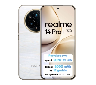 realme 14 Pro+ 5G 8/256GB Funkcje AI 6,83" 120Hz 50Mpix Perłowy - ⚡ EURO HIT CENOWY! ⚡ - Kup na Raty - RRSO 0%