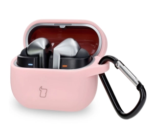 Bizon Silikonowe z karabińczykiem do Samsung Galaxy Buds 3/3 Pro Jasnoróżowy