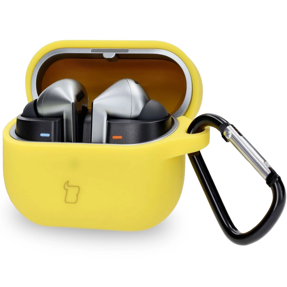 Etui na słuchawki Bizon Silikonowe z karabińczykiem do Samsung Galaxy Buds 3/3 Pro Żółty