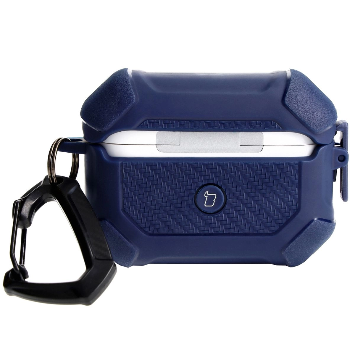 Etui na słuchawki Bizon z karabińczykiem Armor do Airpods Pro 2 Granatowy