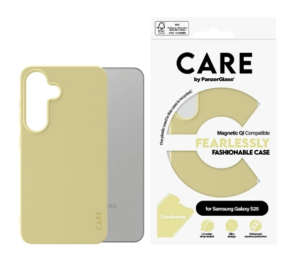 Etui PANZERGLASS Care Fashion Qi do Samsung Galaxy S25 Żółty