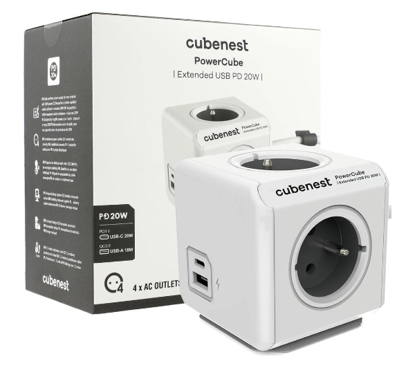 Cubenest PowerCube Extended PC420 USB PD 20W 1,5m Szary