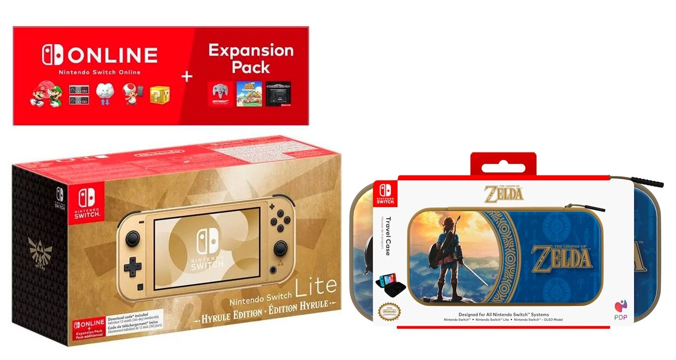 Konsola Nintendo Switch Lite Hyrule Edition + NS Online 365dni + Expansion Pack + Etui PDP Zelda Hyrule Blue
