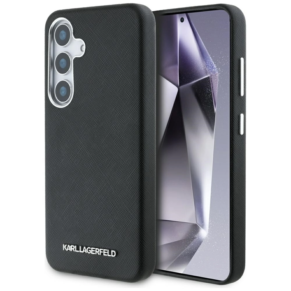 Etui Karl Lagerfeld Saffiano Full Wrapped Elongated Metal Logo MagSafe do Galaxy S25 Plus Czarny
