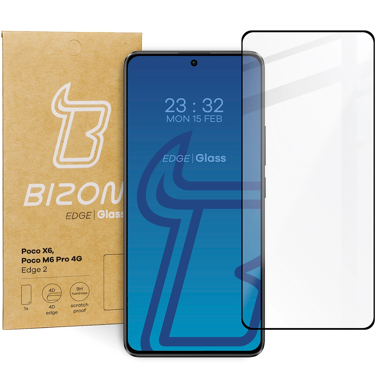 Szkło hartowane Bizon pełne Edge 2 do Xiaomi Poco X6/Poco M6 Pro 4G/Redmi Note 13 5G/Redmi Note 13 Pro 4G/5G