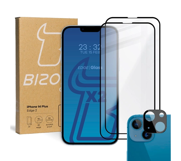 Bizon 2x szkło + szybka na aparat do iPhone 14 Plus
