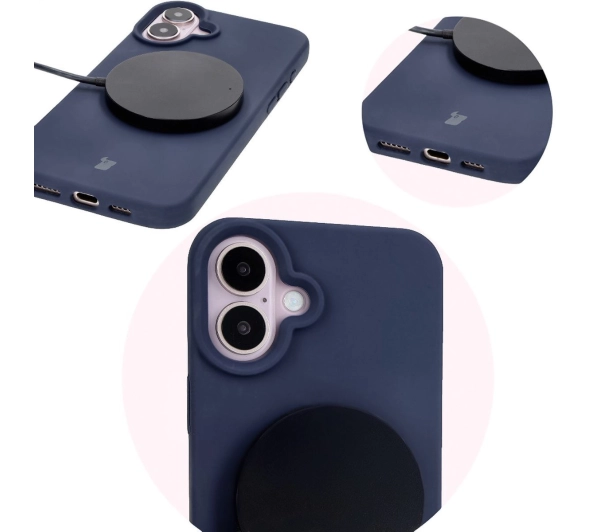 Bizon Silikonowe Soft do iPhone 16 Ciemno-niebieski
