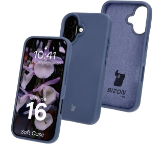 Bizon Silikonowe Soft do iPhone 16 Ciemno-niebieski
