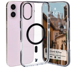 Bizon Marco z MagSafe do iPhone 16 Plus Przezroczyste z czarną ramką