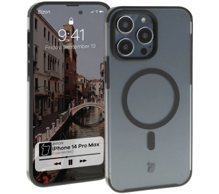 Bizon MatteO z MagSafe do iPhone 14 Pro Max Półprzezroczyste z czarną ramką
