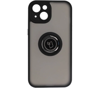 Bizon z uchwytem na palec Hybrid Ring do iPhone 14 Przydymione z czarną ramką